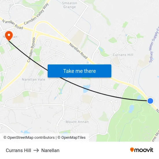 Currans Hill to Narellan map