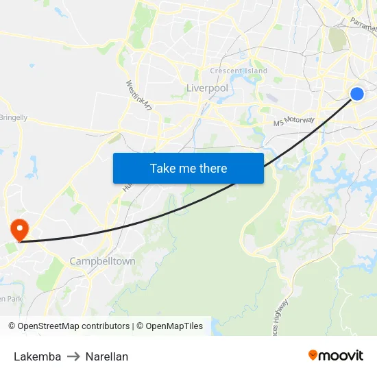 Lakemba to Narellan map