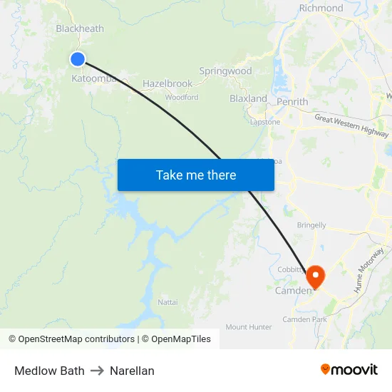Medlow Bath to Narellan map