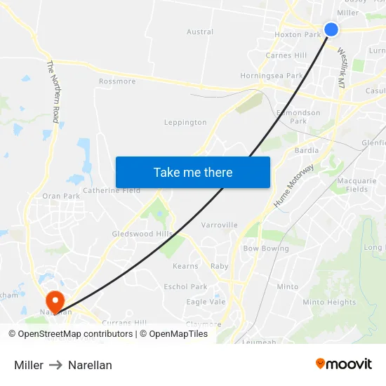 Miller to Narellan map