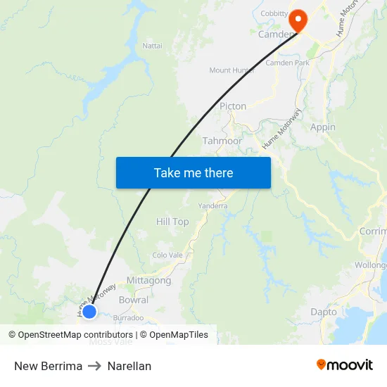 New Berrima to Narellan map