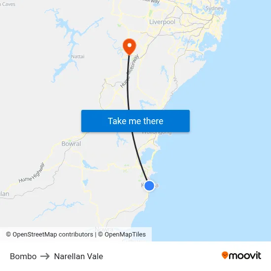 Bombo to Narellan Vale map