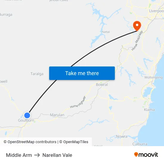 Middle Arm to Narellan Vale map