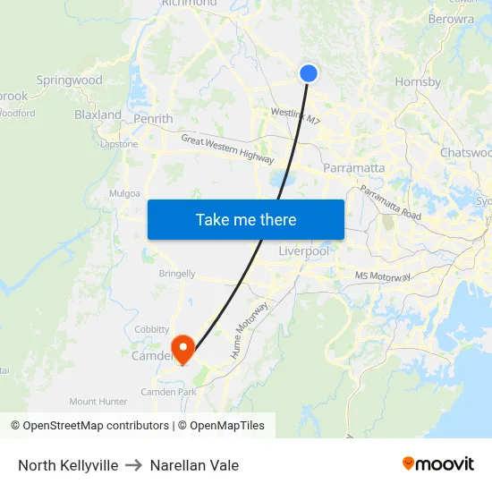 North Kellyville to Narellan Vale map
