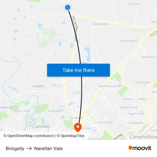Bringelly to Narellan Vale map