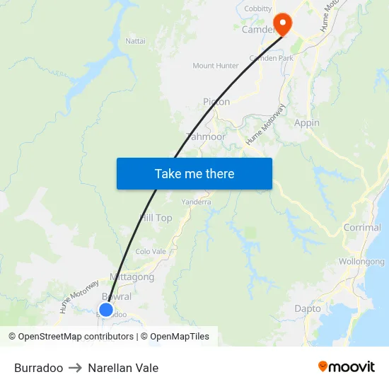 Burradoo to Narellan Vale map