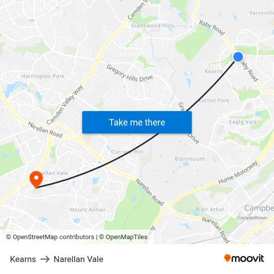 Kearns to Narellan Vale map