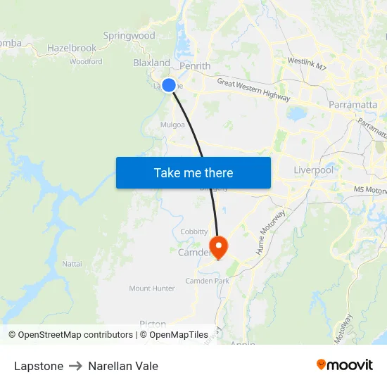 Lapstone to Narellan Vale map