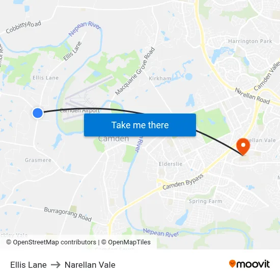 Ellis Lane to Narellan Vale map