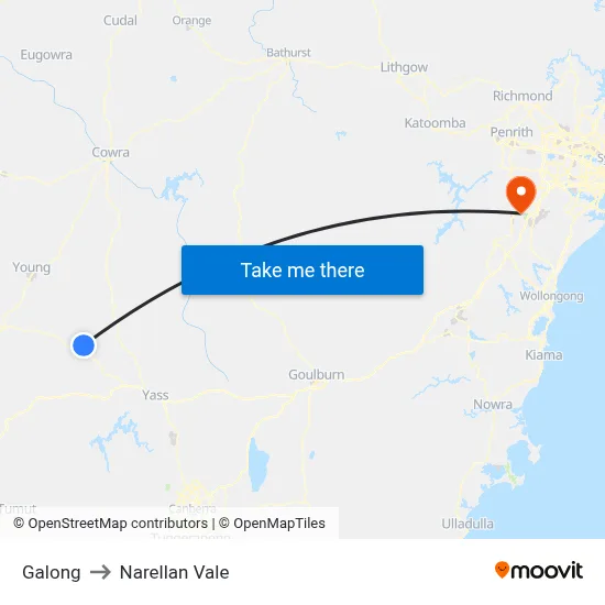 Galong to Narellan Vale map