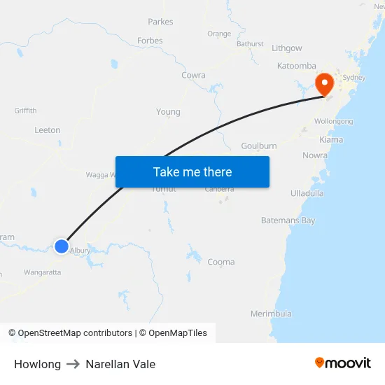 Howlong to Narellan Vale map