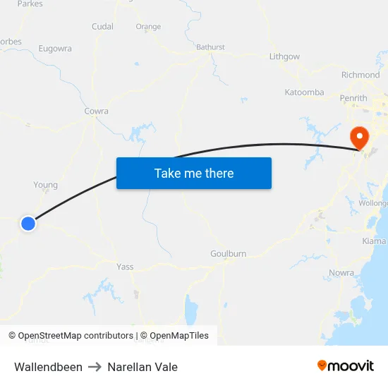 Wallendbeen to Narellan Vale map