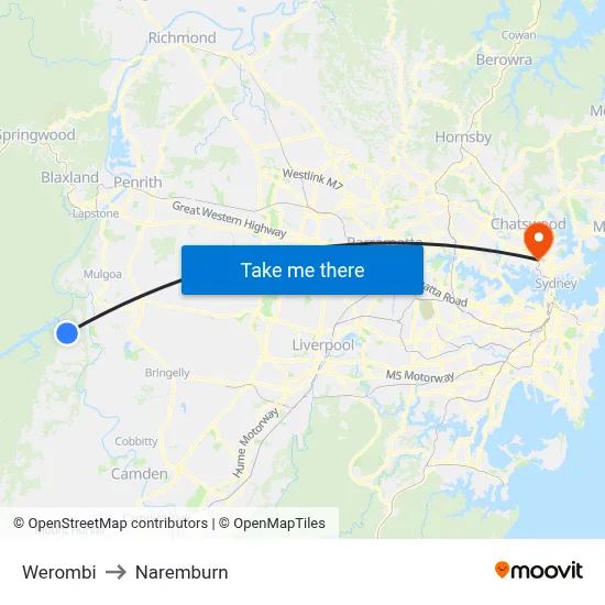 Werombi to Naremburn map