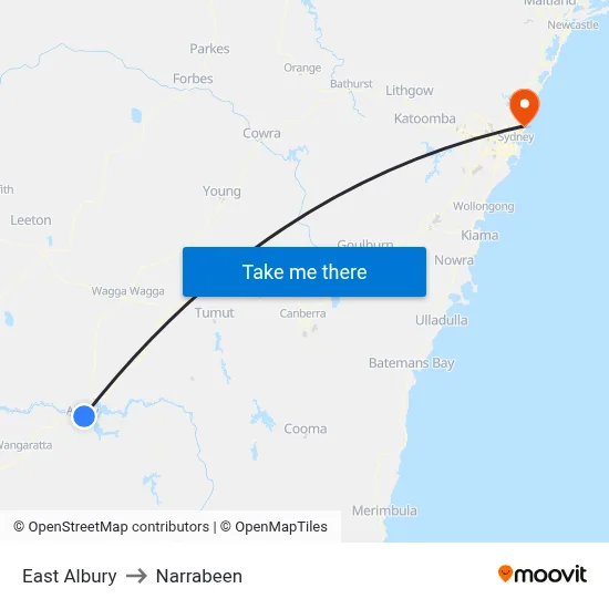 East Albury to Narrabeen map