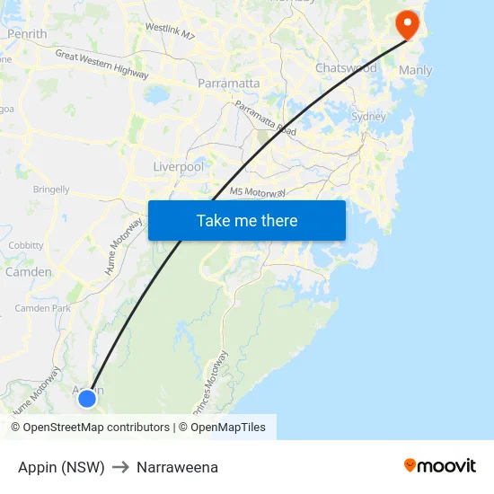 Appin (NSW) to Narraweena map