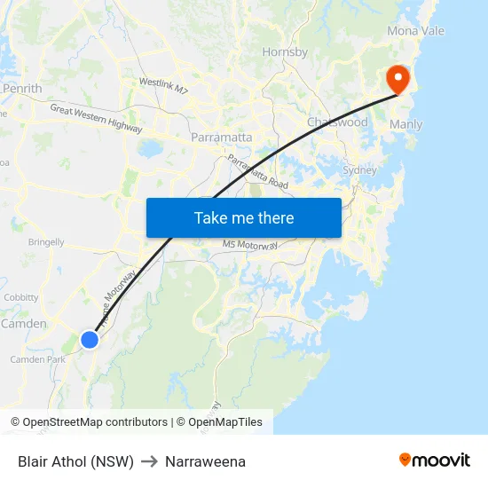 Blair Athol (NSW) to Narraweena map