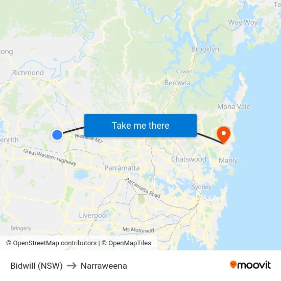 Bidwill (NSW) to Narraweena map