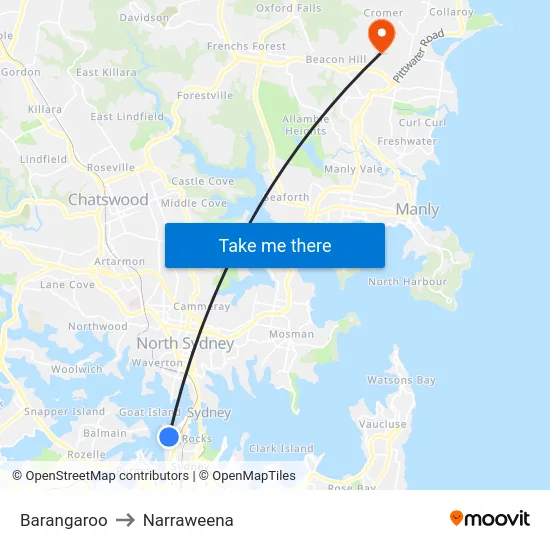 Barangaroo to Narraweena map