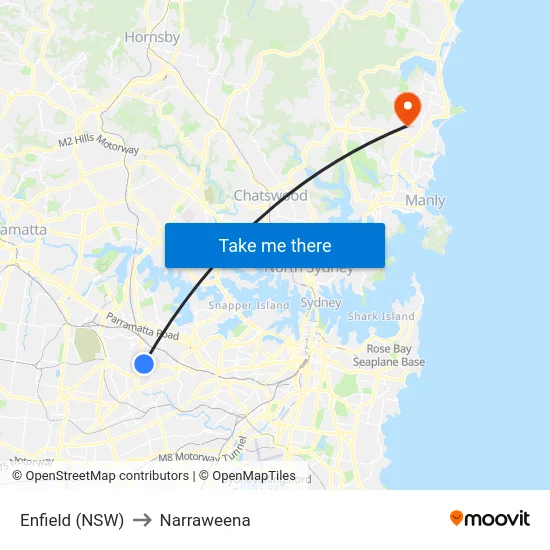 Enfield (NSW) to Narraweena map