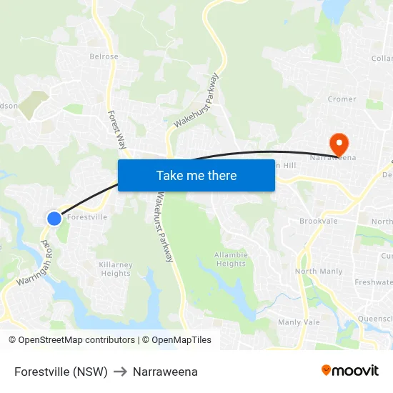 Forestville (NSW) to Narraweena map