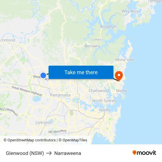 Glenwood (NSW) to Narraweena map