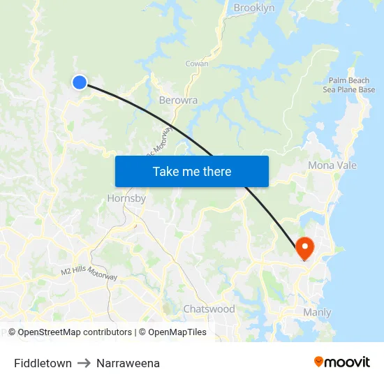 Fiddletown to Narraweena map