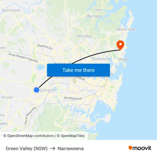 Green Valley (NSW) to Narraweena map