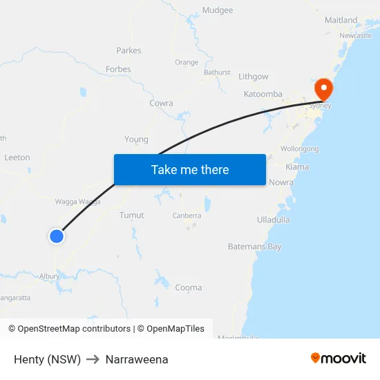 Henty (NSW) to Narraweena map