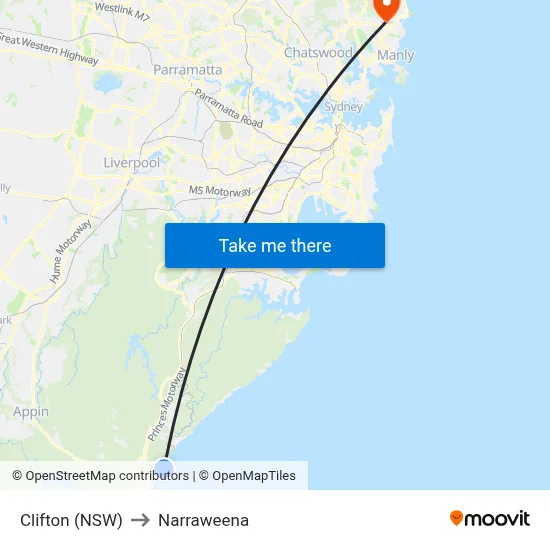 Clifton (NSW) to Narraweena map