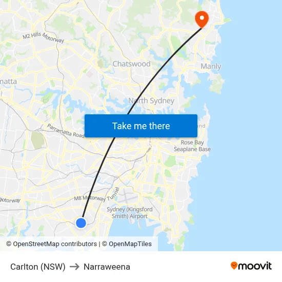 Carlton (NSW) to Narraweena map