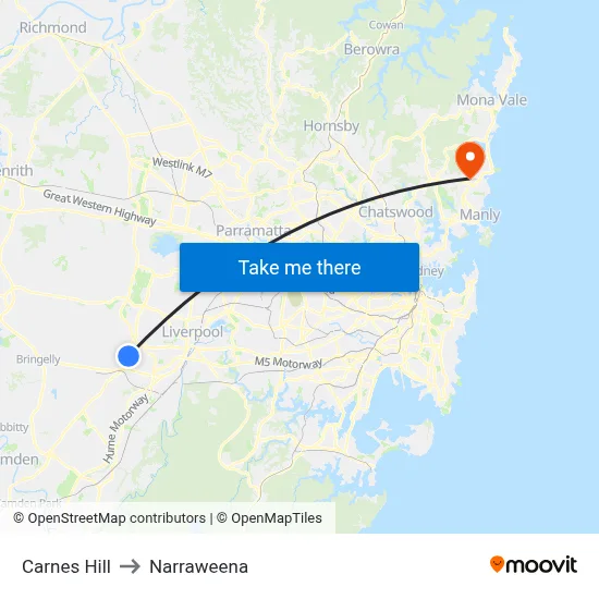 Carnes Hill to Narraweena map