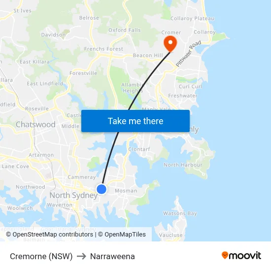 Cremorne (NSW) to Narraweena map