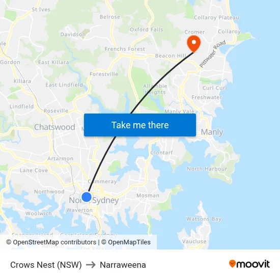 Crows Nest (NSW) to Narraweena map