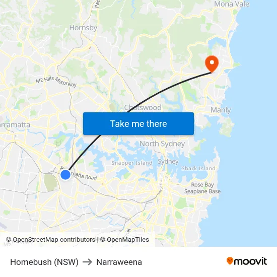 Homebush (NSW) to Narraweena map