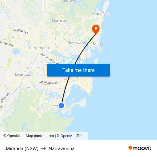 Miranda (NSW) to Narraweena map