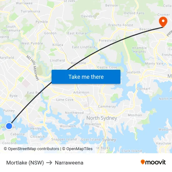 Mortlake (NSW) to Narraweena map