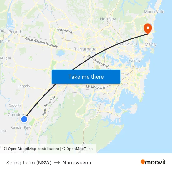 Spring Farm (NSW) to Narraweena map