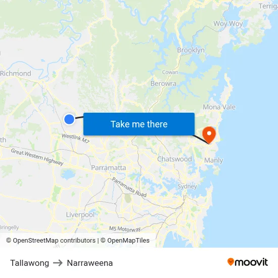 Tallawong to Narraweena map