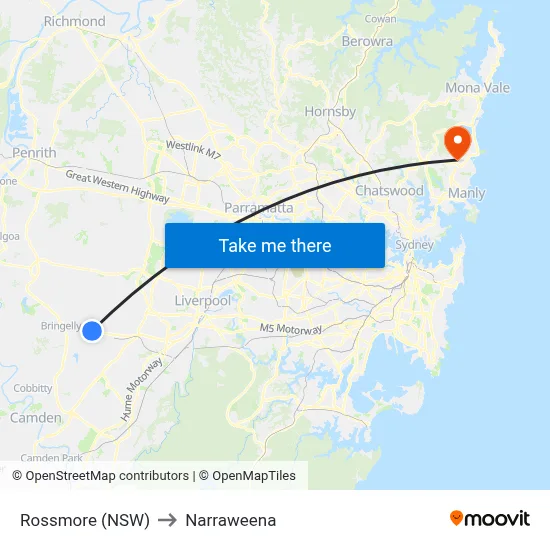 Rossmore (NSW) to Narraweena map