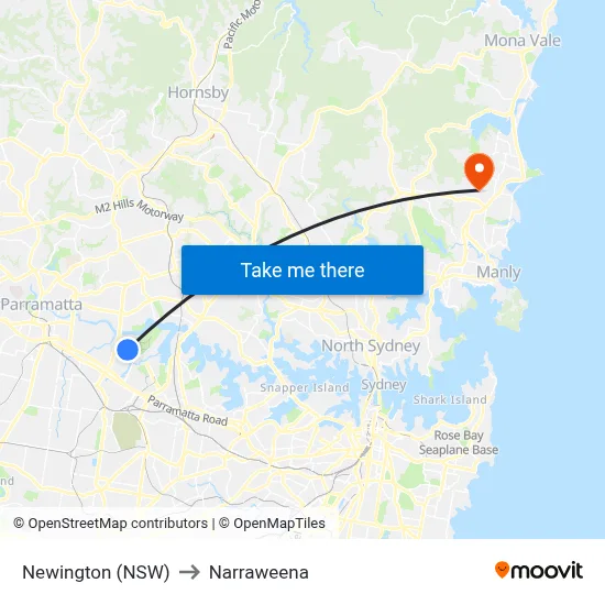 Newington (NSW) to Narraweena map