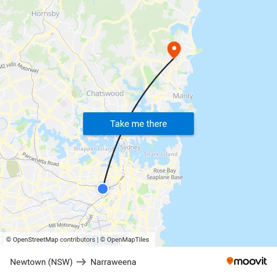 Newtown (NSW) to Narraweena map