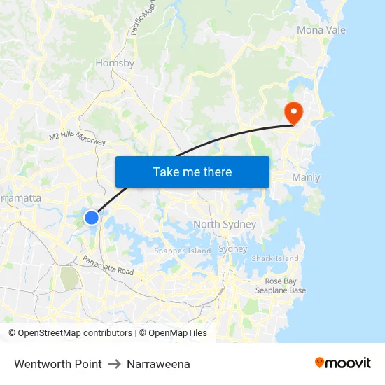Wentworth Point to Narraweena map