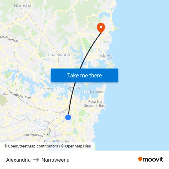 Alexandria to Narraweena map