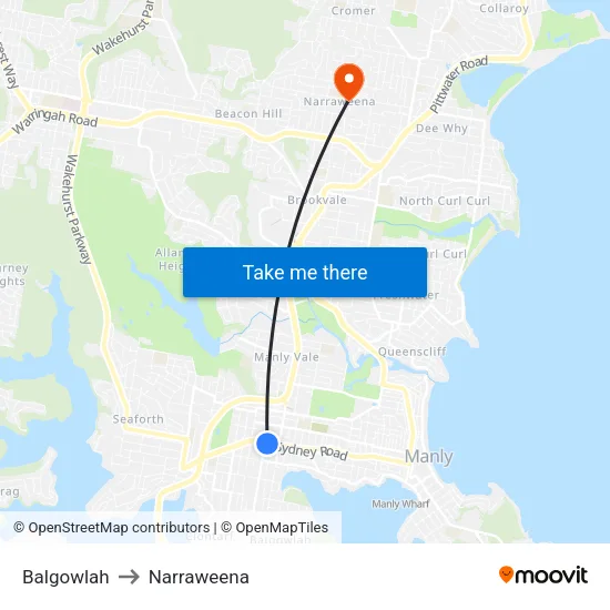 Balgowlah to Narraweena map