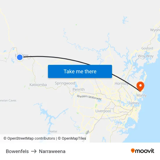 Bowenfels to Narraweena map