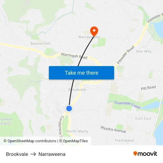Brookvale to Narraweena map