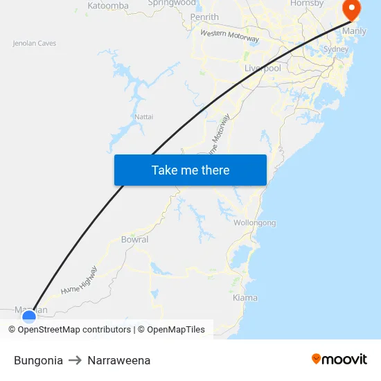 Bungonia to Narraweena map