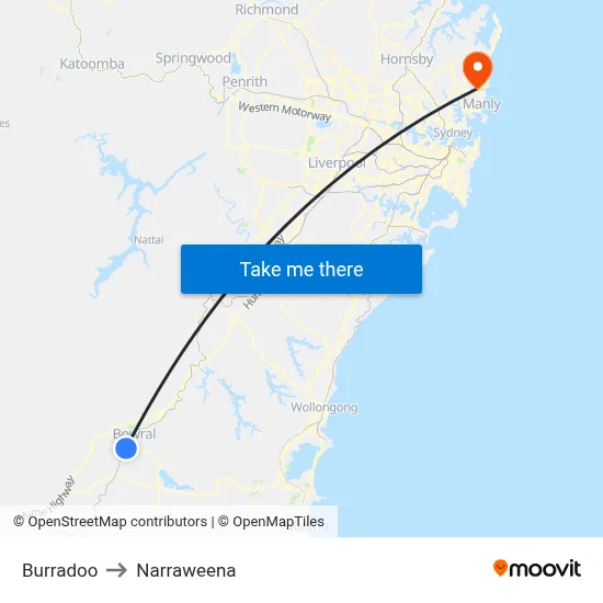 Burradoo to Narraweena map