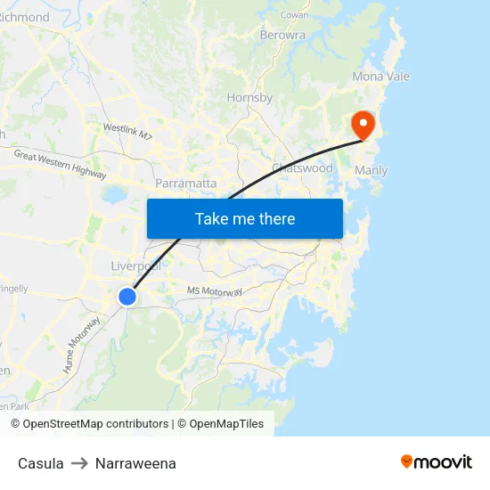 Casula to Narraweena map