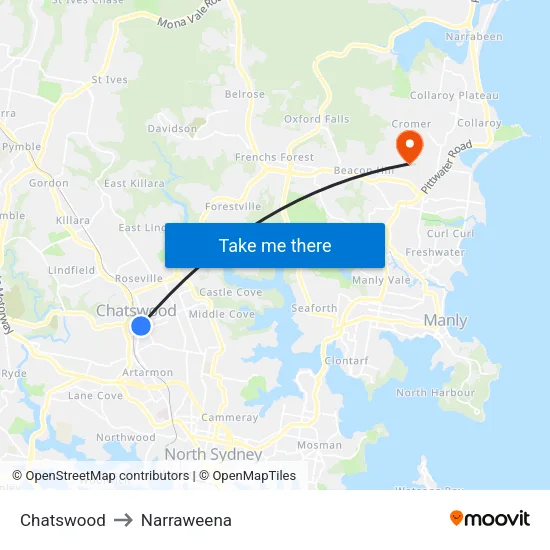 Chatswood to Narraweena map